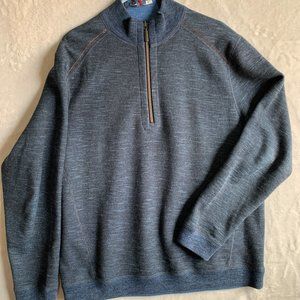 Tommy Bahama Reversible 1/4 Zip Sweater Men's LARGE Long Sleeve Blue